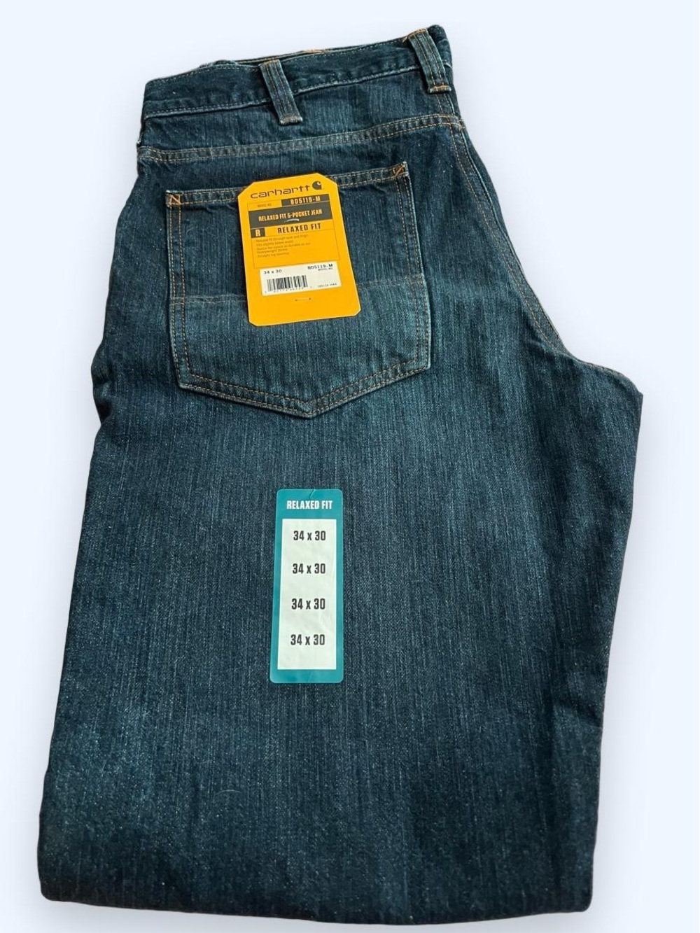 Carhartt Men's Relaxed Jeans in Indigo Blue with Contrast Stitching